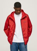 Men Studio Red Pepe Jeans Windbreaker Jacket With Hood 60J40824