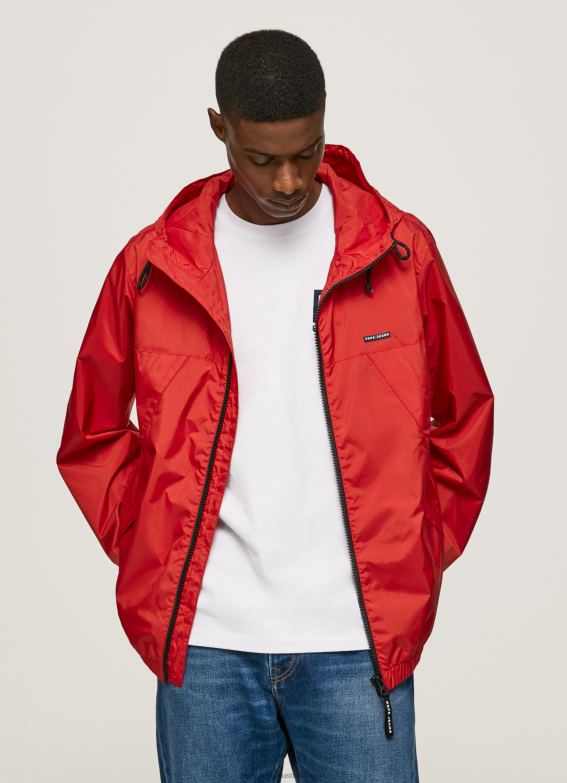 men_studio_red_pepe_jeans_windbreaker_jacket_with_hood_60j40824.jpg Men Studio Red Pepe Jeans Windbreaker Jacket With Hood 60J40824 - Image 1