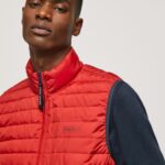 Men Studio Red Pepe Jeans Zip Fastened Padded Waistcoat 60J40843