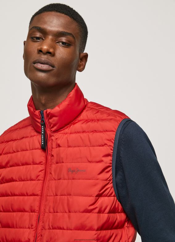 men_studio_red_pepe_jeans_zip_fastened_padded_waistcoat_60j40843.jpg Men Studio Red Pepe Jeans Zip Fastened Padded Waistcoat 60J40843 - Image 1