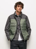 Men Washed Black Pepe Jeans Colour Block Padded Waistcoat 60J40840