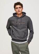 Men Washed Black Pepe Jeans Cotton Hoodie 60J40875 - Image 3
