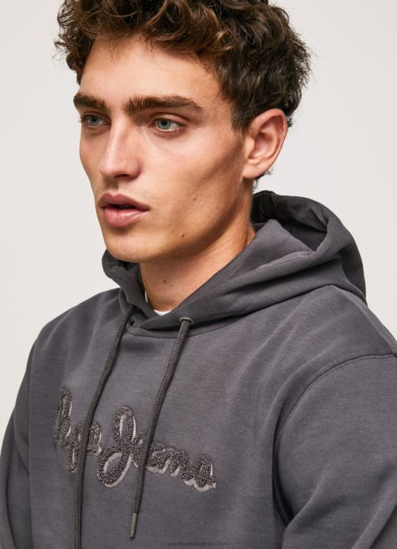 men_washed_black_pepe_jeans_cotton_hoodie_60j40875.jpg Men Washed Black Pepe Jeans Cotton Hoodie 60J40875 - Image 1