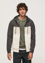 Men Washed Black Pepe Jeans Cotton Zipper Jumper 60J40892 - Image 2