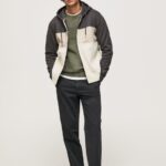 Men Washed Black Pepe Jeans Cotton Zipper Jumper 60J40892