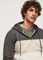 Men Washed Black Pepe Jeans Cotton Zipper Jumper 60J40892 - Image 3