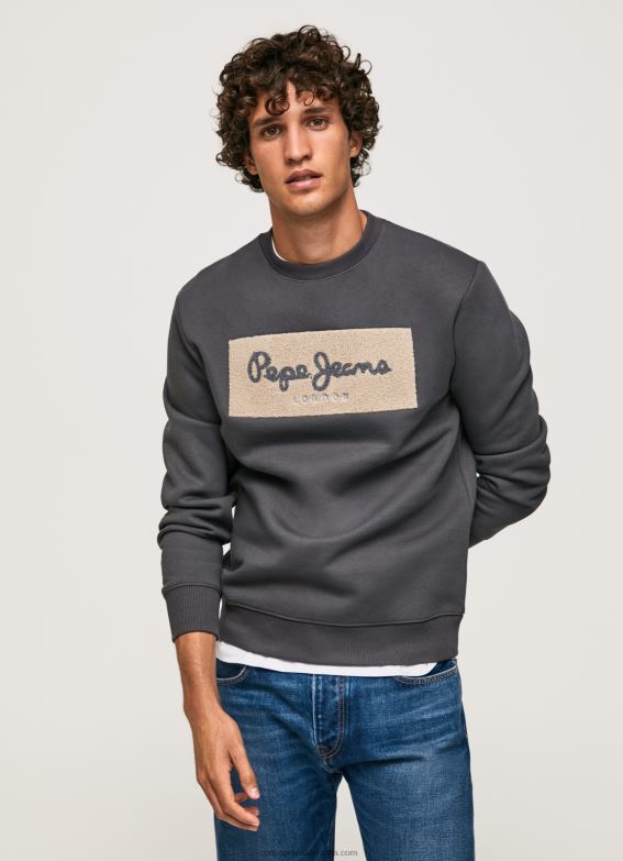 men_washed_black_pepe_jeans_embroidered_logo_cotton_jumper_60j40872.jpg Men Washed Black Pepe Jeans Embroidered Logo Cotton Jumper 60J40872 - Image 1