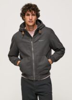 Men Washed Black Pepe Jeans Fleece Lining Jacket 60J40836