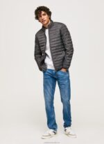 Men Washed Black Pepe Jeans Padded Down Jacket 60J40839 - Image 2