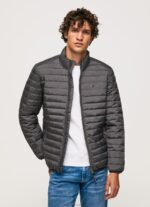 Men Washed Black Pepe Jeans Padded Down Jacket 60J40839