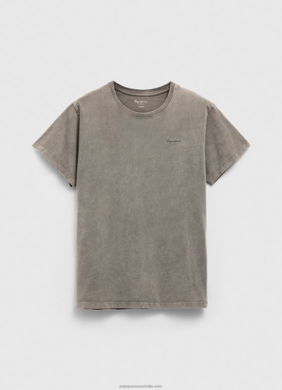 Men Washed Black Pepe Jeans Printed Logo Cotton T-Shirt 60J40927 - Image 5