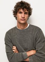 Men Washed Black Pepe Jeans Waffle Knit Cotton Jersey 60J40854 - Image 3