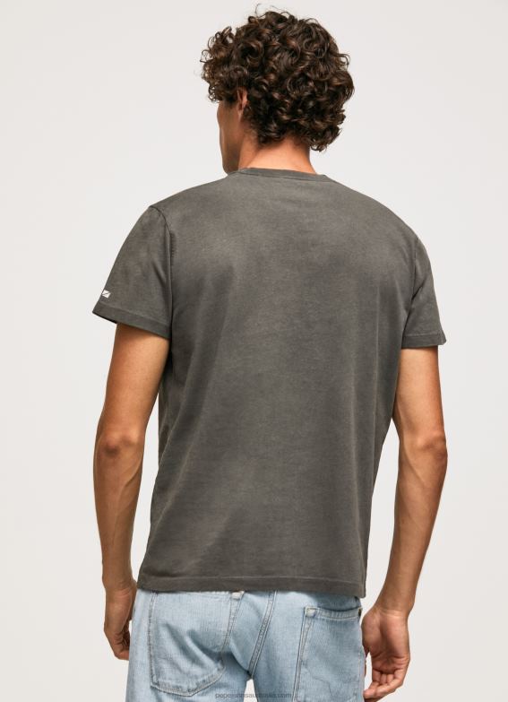 Men Washed Black Pepe Jeans Washed And Dyed Cotton T-Shirt 60J40941 - Image 3