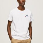Men White Pepe Jeans 1973 Logo Cotton T-Shirt 60J40950