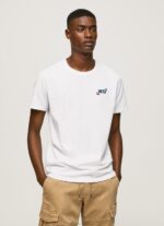 Men White Pepe Jeans 1973 Logo Cotton T-Shirt 60J40950
