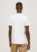 Men White Pepe Jeans 1973 Logo Cotton T-Shirt 60J40950 - Image 4