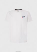 Men White Pepe Jeans 1973 Logo Cotton T-Shirt 60J40950 - Image 5