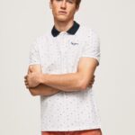 Men White Pepe Jeans All-Over Print Pique Polo Shirt 60J401094