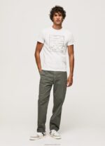 Men White Pepe Jeans Cotton Graphic T-Shirt 60J40940 - Image 2