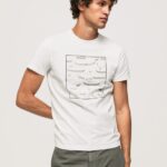Men White Pepe Jeans Cotton Graphic T-Shirt 60J40940