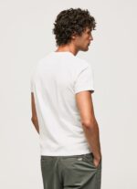 Men White Pepe Jeans Cotton Graphic T-Shirt 60J40940 - Image 4