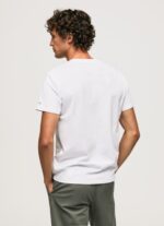 Men White Pepe Jeans Cotton Logo T-Shirt 60J40938 - Image 4