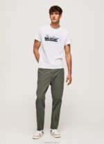 Men White Pepe Jeans Cotton T-Shirt With Brushes Logo 60J40930 - Image 2