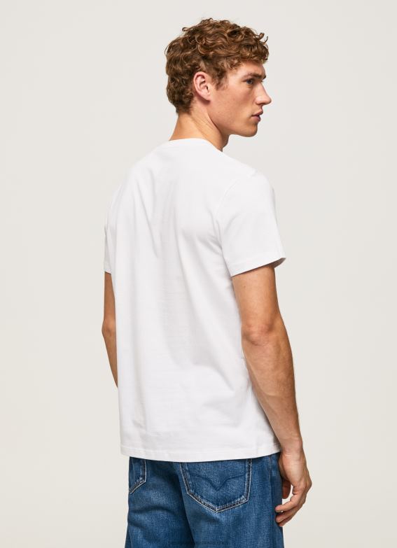 Men White Pepe Jeans Cotton T-Shirt With Brushes Logo 60J40952 - Image 4