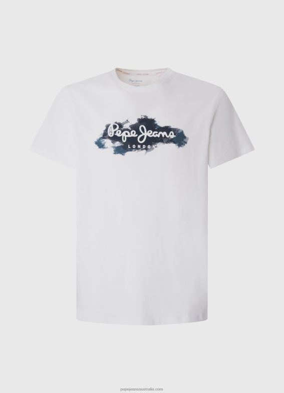 Men White Pepe Jeans Cotton T-Shirt With Brushes Logo 60J40952 - Image 5