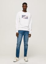 Men White Pepe Jeans Flag Logo Jumper 60J40899 - Image 2