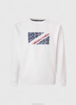 Men White Pepe Jeans Flag Logo Jumper 60J40899 - Image 5