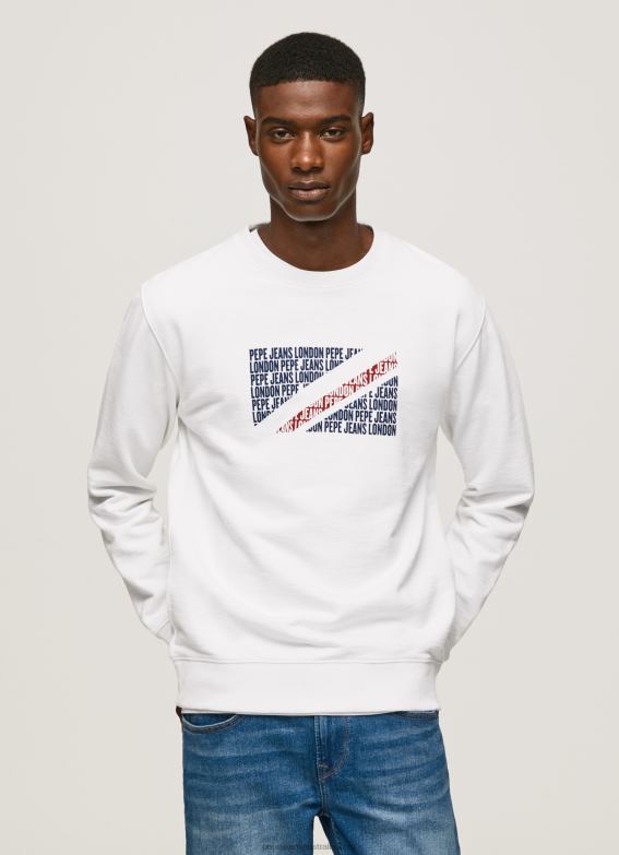 men_white_pepe_jeans_flag_logo_jumper_60j40899.jpg Men White Pepe Jeans Flag Logo Jumper 60J40899 - Image 1