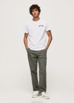 Men White Pepe Jeans High Density Logo Cotton T-Shirt 60J40919 - Image 2