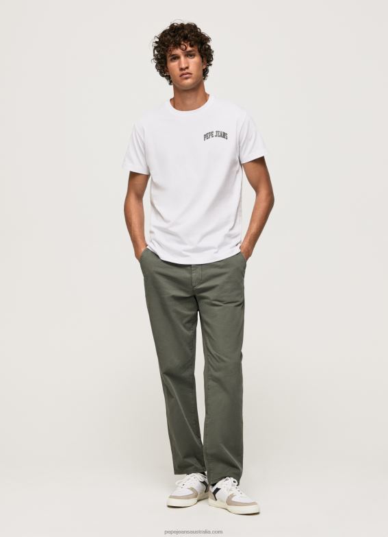 Men White Pepe Jeans High Density Logo Cotton T-Shirt 60J40919 - Image 2