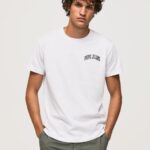 Men White Pepe Jeans High Density Logo Cotton T-Shirt 60J40919