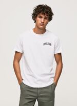 Men White Pepe Jeans High Density Logo Cotton T-Shirt 60J40919