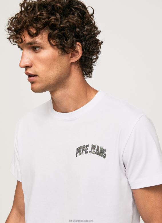 Men White Pepe Jeans High Density Logo Cotton T-Shirt 60J40919 - Image 3