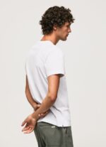 Men White Pepe Jeans High Density Logo Cotton T-Shirt 60J40919 - Image 4