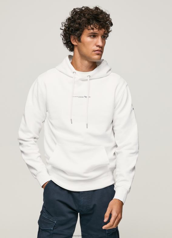 men_white_pepe_jeans_hooded_cotton_jumper_60j40910.jpg Men White Pepe Jeans Hooded Cotton Jumper 60J40910 - Image 1
