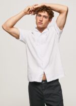 Men White Pepe Jeans Lastingham Short Sleeved Shirt 60J401060 - Image 2