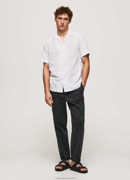 Men White Pepe Jeans Lastingham Short Sleeved Shirt 60J401060
