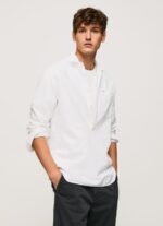 Men White Pepe Jeans Lawson Regular Fit Oxford Shirt 60J401044