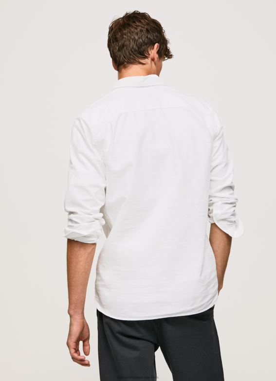 Men White Pepe Jeans Lawson Regular Fit Oxford Shirt 60J401044 - Image 4