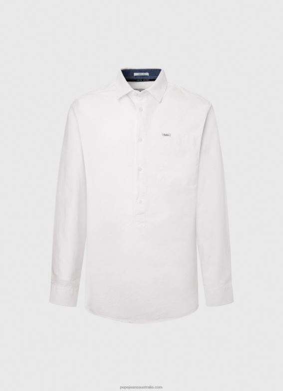 Men White Pepe Jeans Lawson Regular Fit Oxford Shirt 60J401044 - Image 5