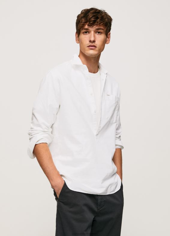 Men White Pepe Jeans Lawson Regular Fit Oxford Shirt 60J401044 - Image 1