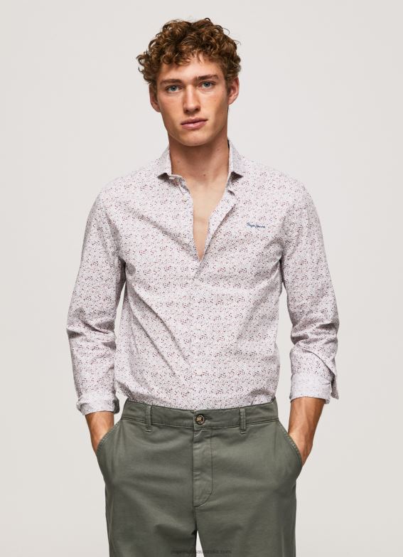Men White Pepe Jeans Lenora Slim Fit Poplin Shirt 60J401075 - Image 2
