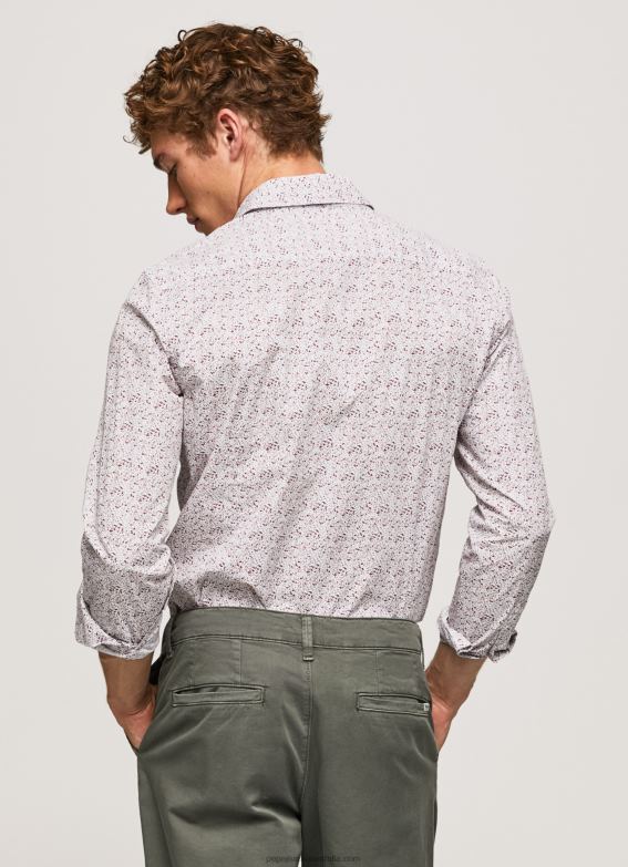 Men White Pepe Jeans Lenora Slim Fit Poplin Shirt 60J401075 - Image 4
