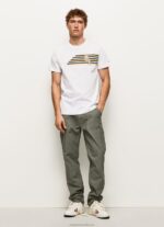 Men White Pepe Jeans Letters Logo T-Shirt 60J40977 - Image 2