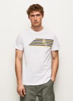 Men White Pepe Jeans Letters Logo T-Shirt 60J40977 - Image 3