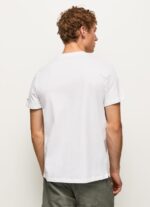 Men White Pepe Jeans Letters Logo T-Shirt 60J40977 - Image 4